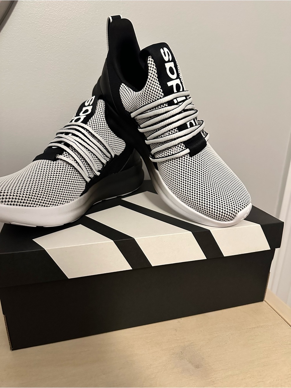 Brand new - Adidas Men's Black & White Knit Slip-On Sneakers